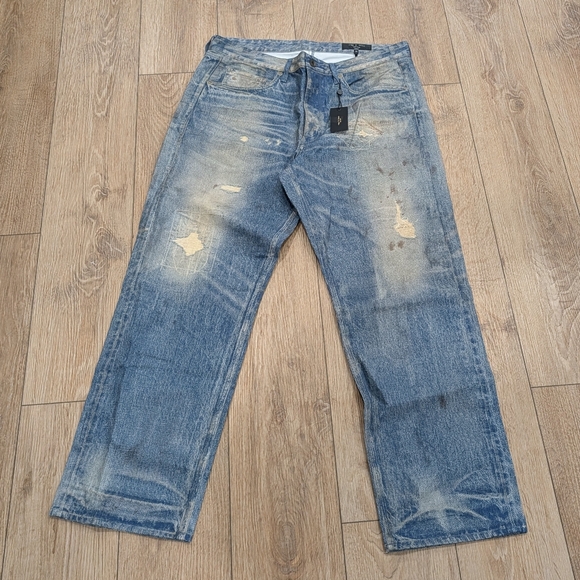 $248 Mens Rag & Bone Distressed Fit 4 Miramar Canvas Jeans Nolan 36